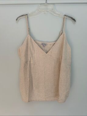 white birch Neutral Beige V-Neck Textured Cami